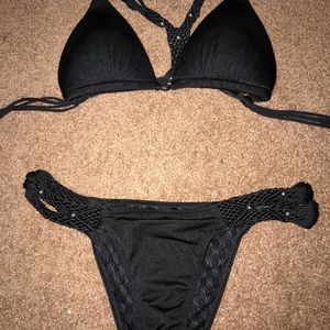 Victoria’s Secret Black Macrame Bikini Set